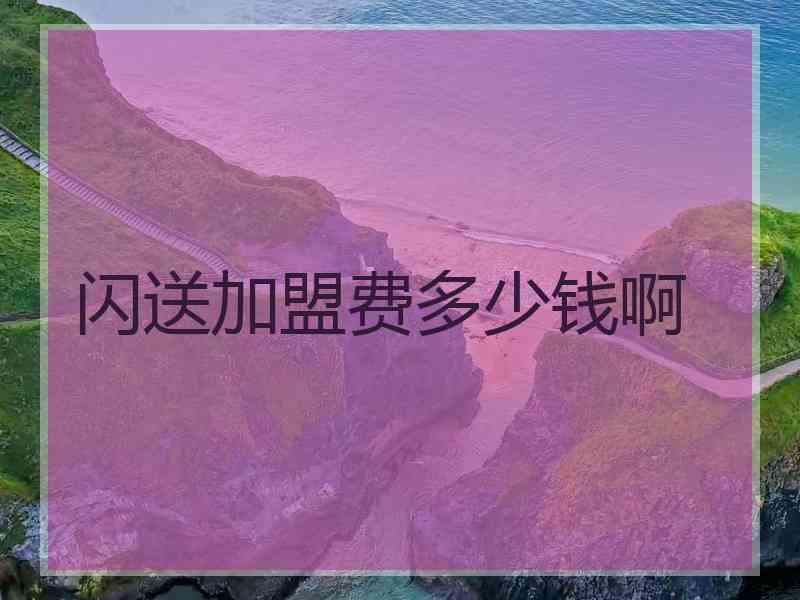 闪送加盟费多少钱啊